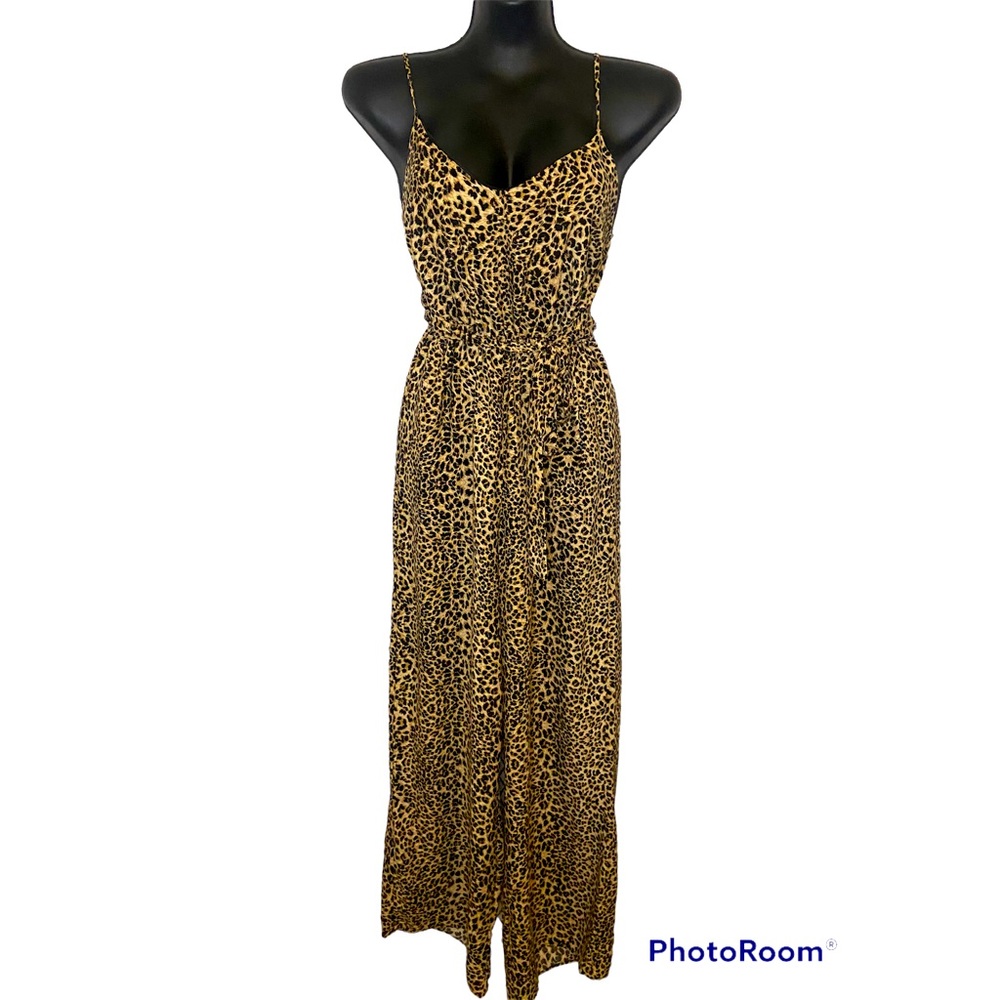 Leopard Print Waist Tie Jumpsuit